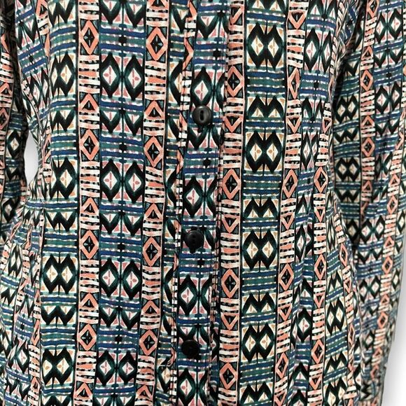 Geometric Printed Multicolored Blouse By Life Style Size Medium Casual Workwear - Picture 2 of 7